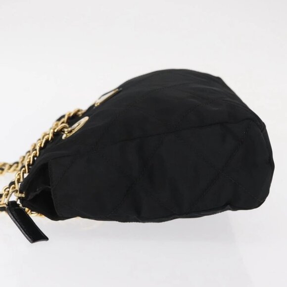 PRADA Chain Shoulder Bag Nylon Black Gold Auth - Picture 5 of 15